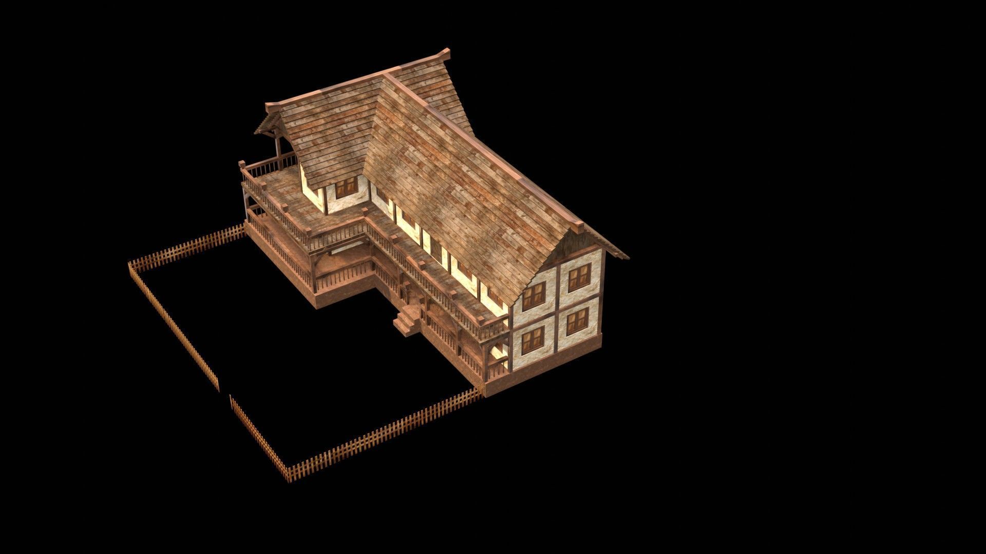 Classic Medieval Townhouse 3D Model Low-poly 3D model_19