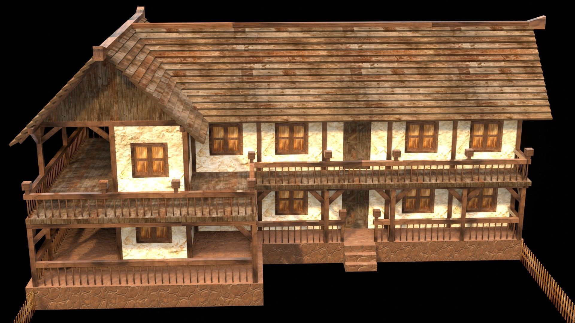 Classic Medieval Townhouse 3D Model Low-poly 3D model_1