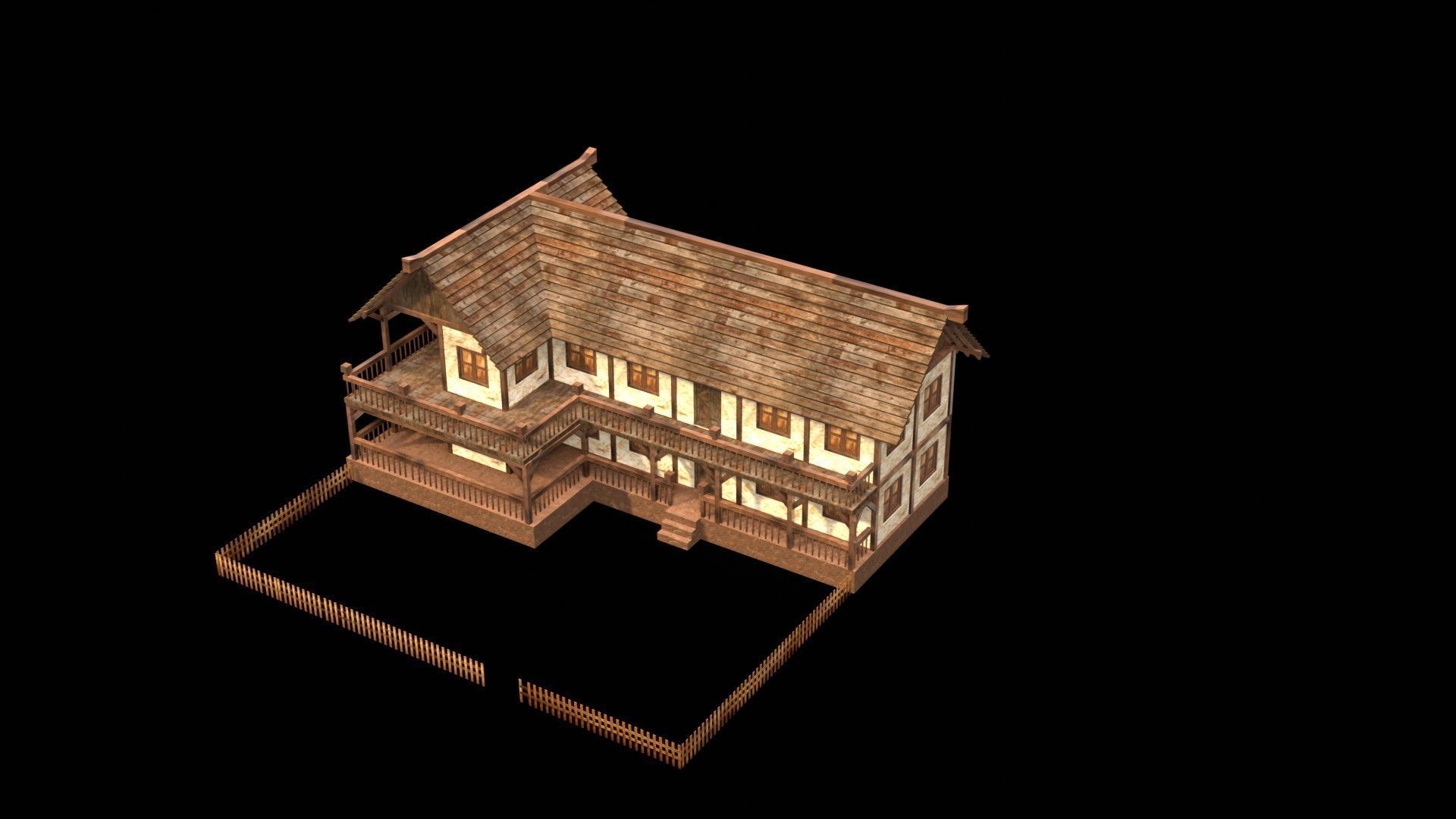 Classic Medieval Townhouse 3D Model Low-poly 3D model_13