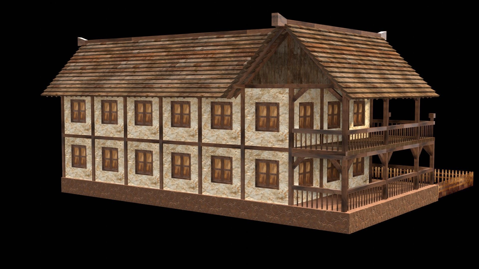 Classic Medieval Townhouse 3D Model Low-poly 3D model_7