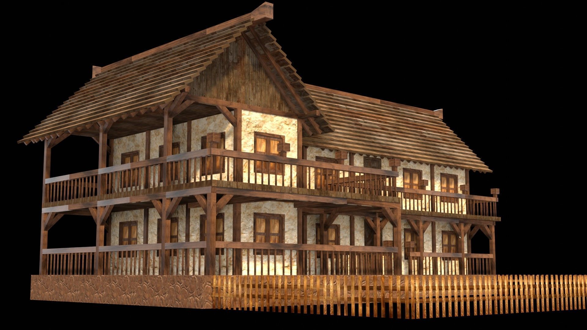 Classic Medieval Townhouse 3D Model Low-poly 3D model_11