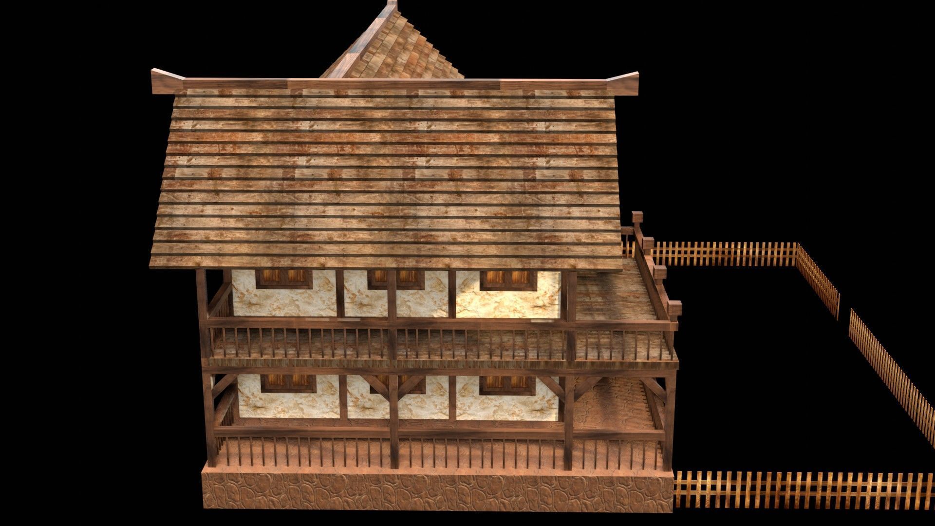 Classic Medieval Townhouse 3D Model Low-poly 3D model_6