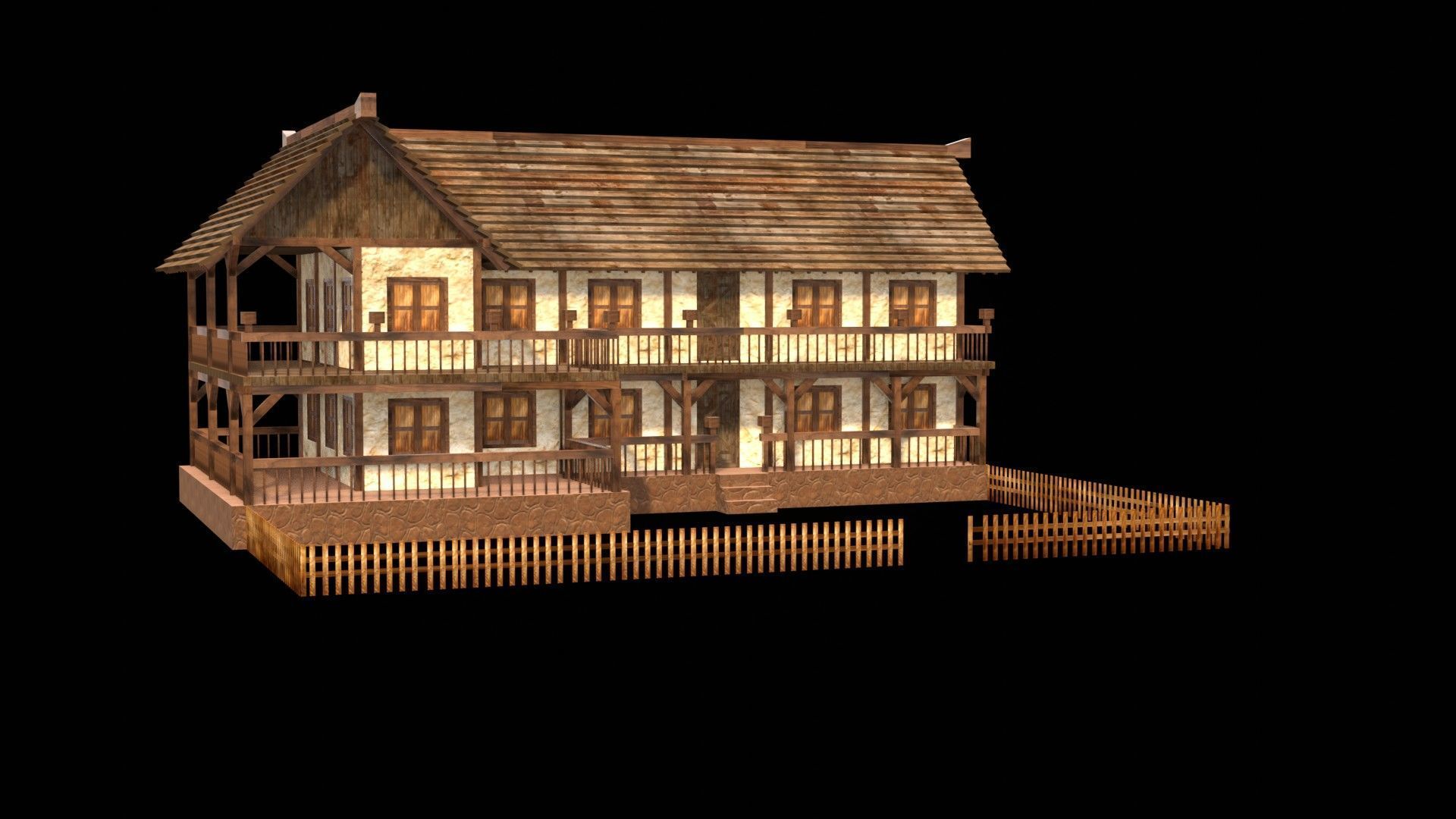 Classic Medieval Townhouse 3D Model Low-poly 3D model_16