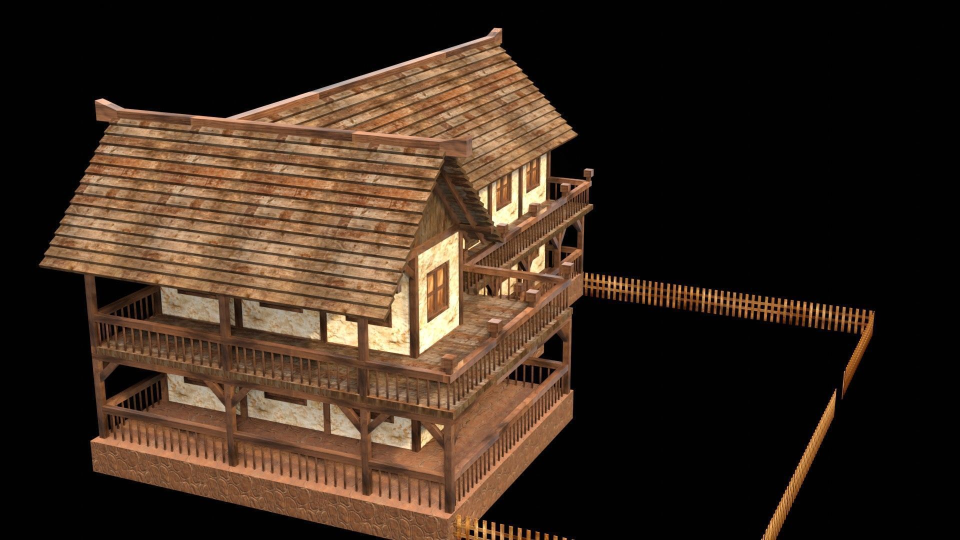 Classic Medieval Townhouse 3D Model Low-poly 3D model_5