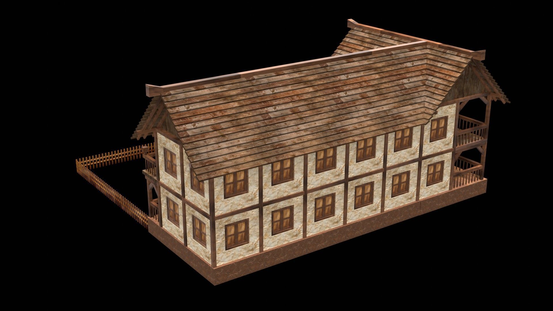 Classic Medieval Townhouse 3D Model Low-poly 3D model_8