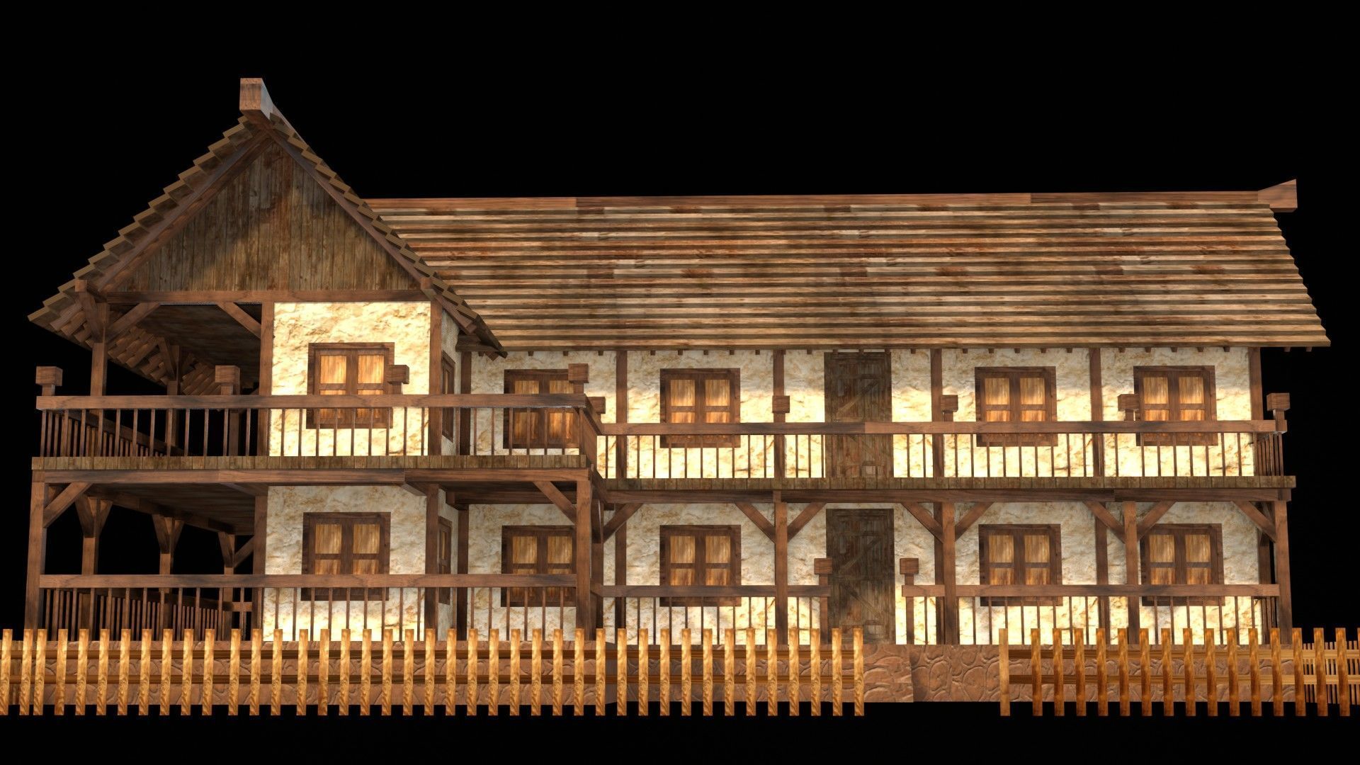 Classic Medieval Townhouse 3D Model Low-poly 3D model_10