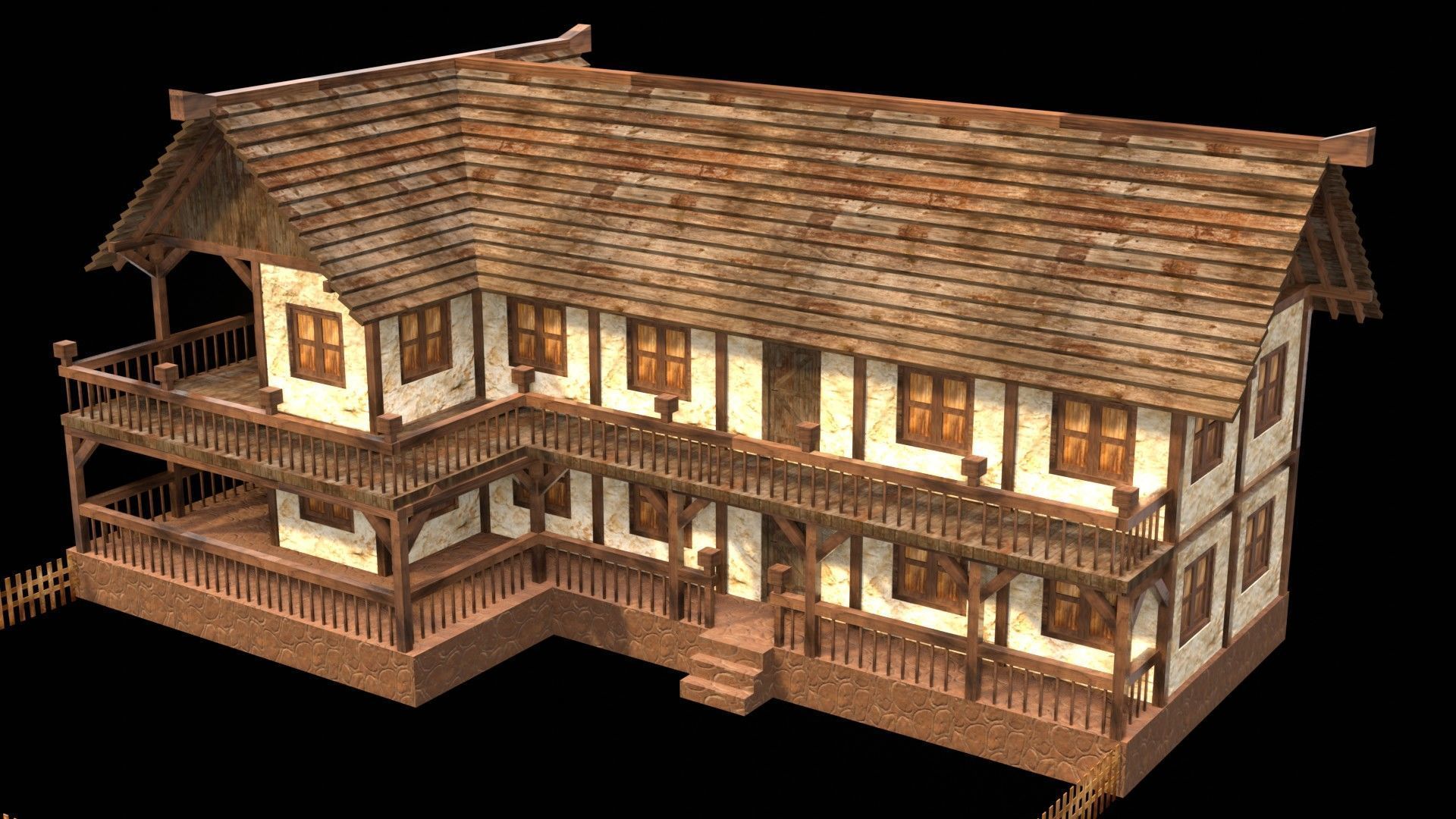 Classic Medieval Townhouse 3D Model Low-poly 3D model_2