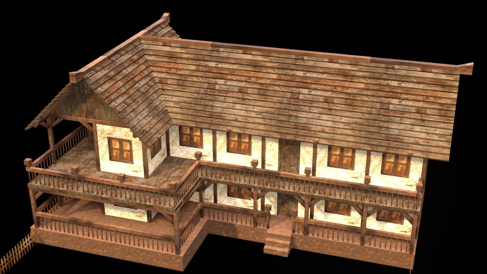 Classic Medieval Townhouse 3D Model Low-poly 3D model_3