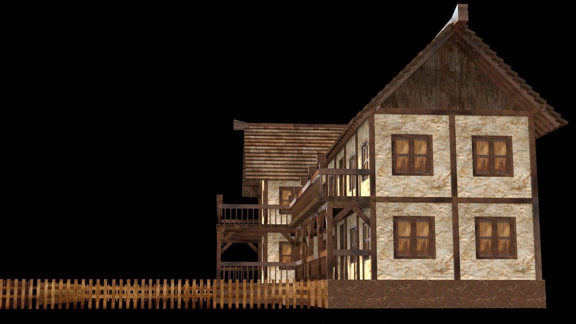 Classic Medieval Townhouse 3D Model Low-poly 3D model_12