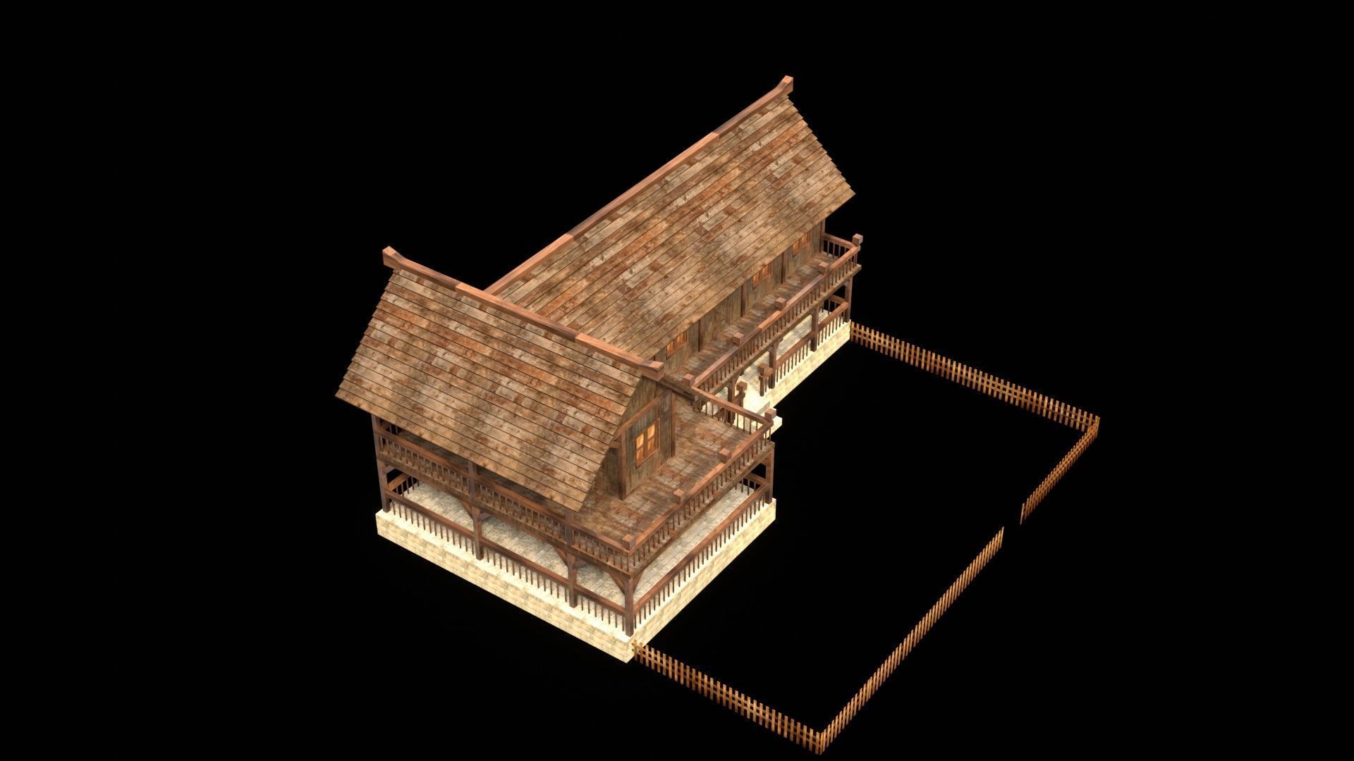 Authentic Medieval Village House 3D Asset Low-poly 3D model_18