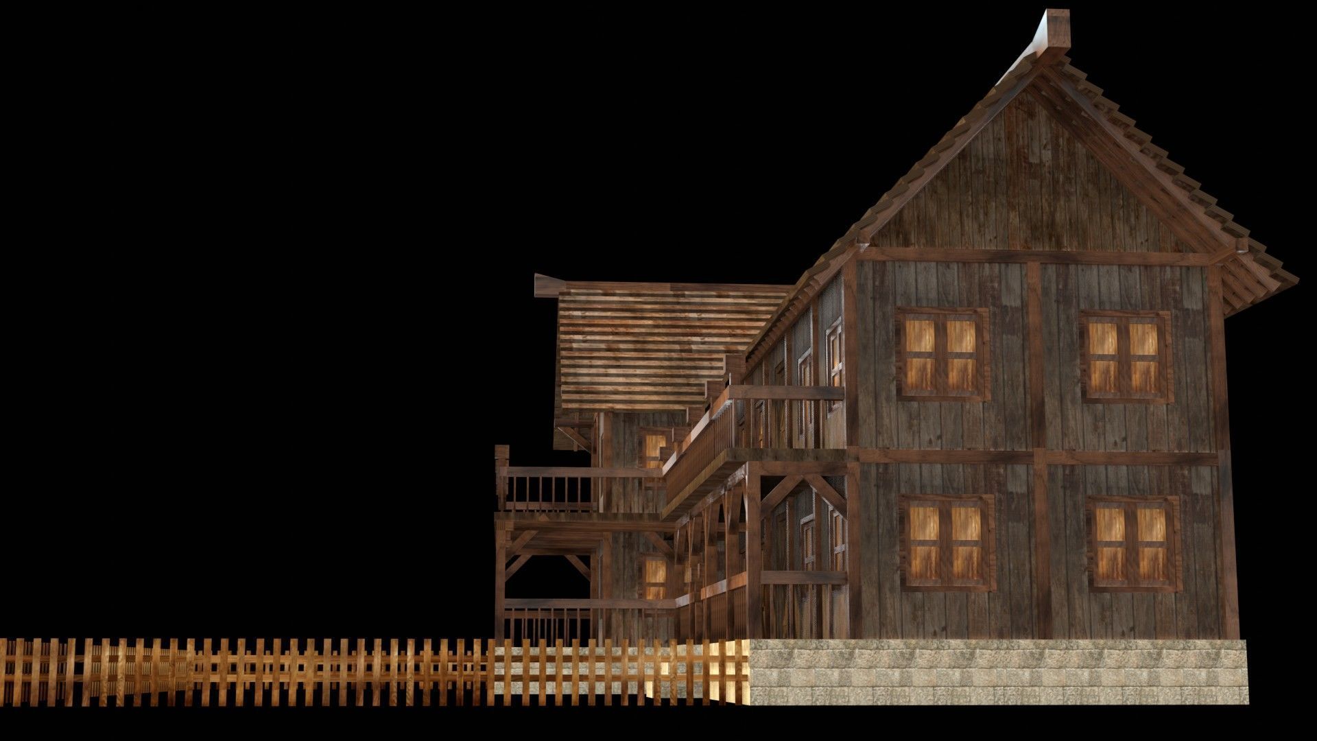 Authentic Medieval Village House 3D Asset Low-poly 3D model_12