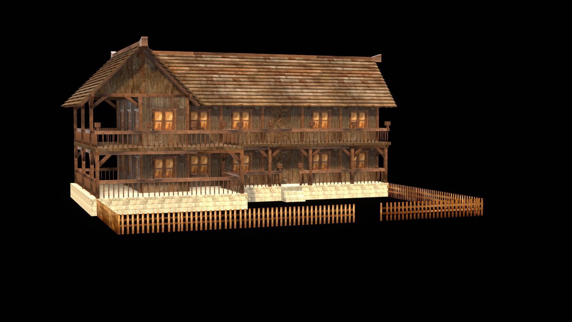 Authentic Medieval Village House 3D Asset Low-poly 3D model_16