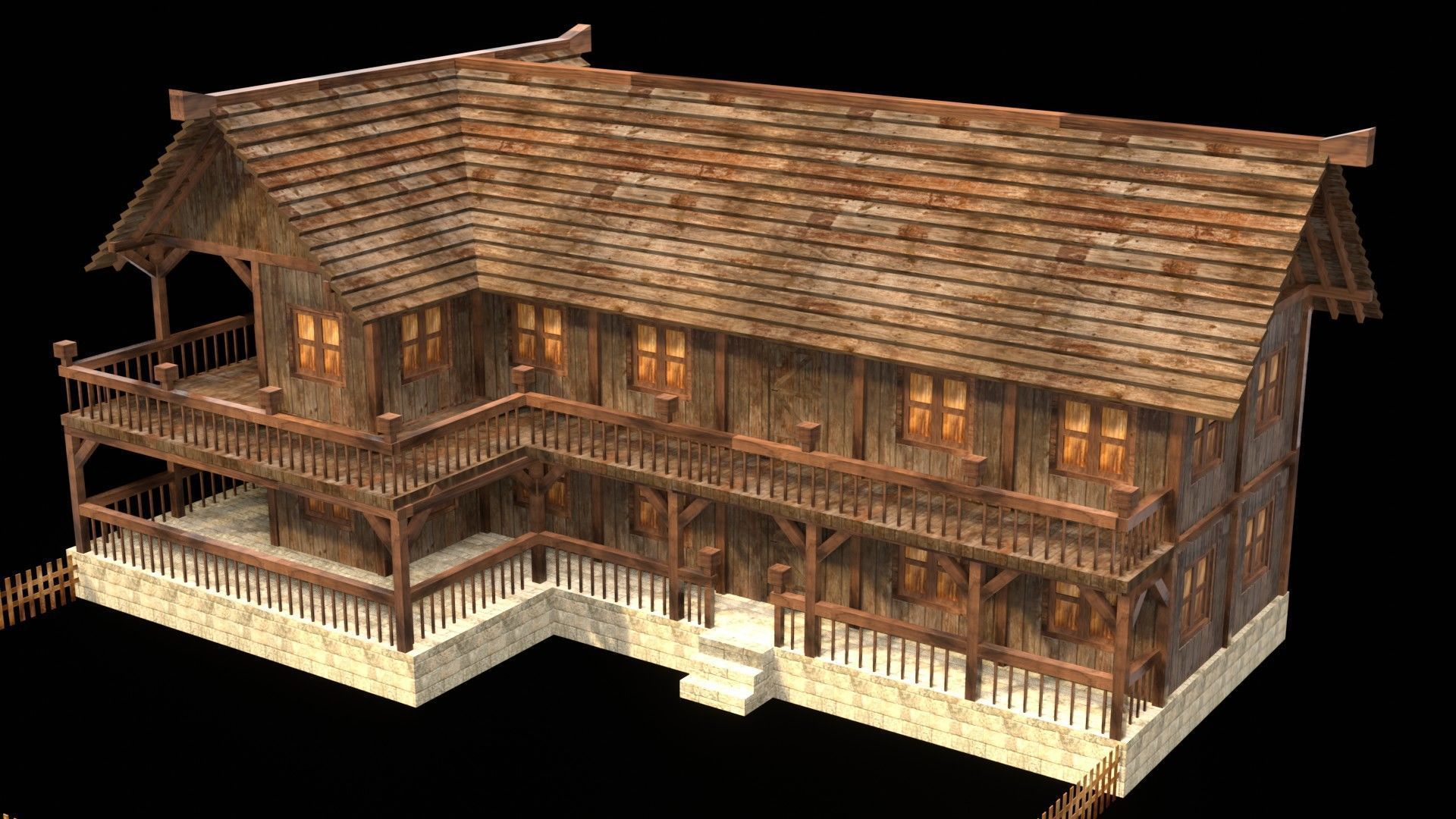 Authentic Medieval Village House 3D Asset Low-poly 3D model_2