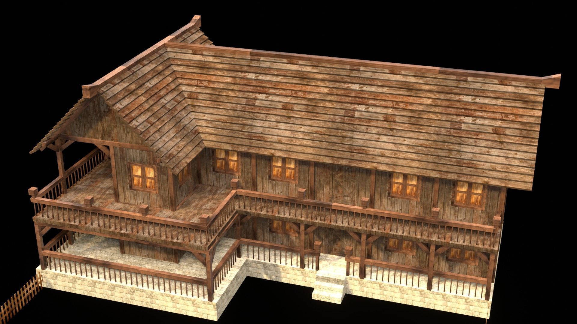 Authentic Medieval Village House 3D Asset Low-poly 3D model_3