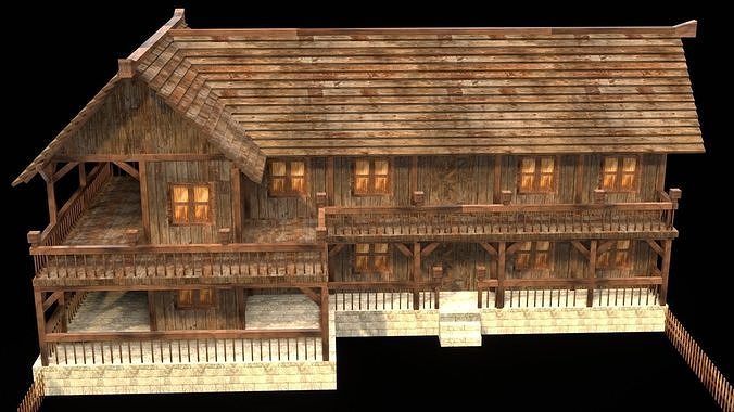 Authentic Medieval Village House 3D Asset Low-poly 3D model 2