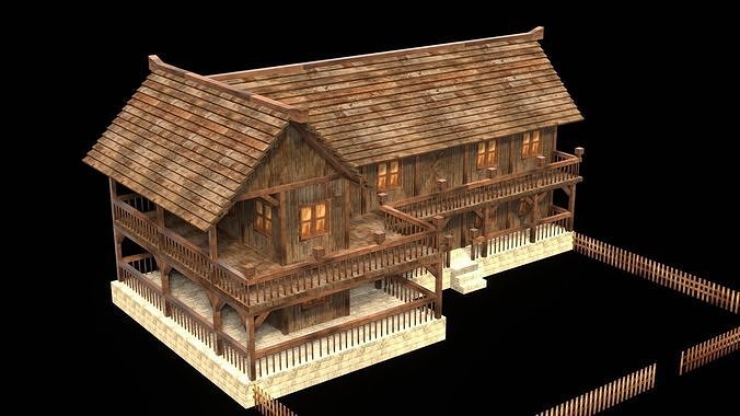 Authentic Medieval Village House 3D Asset Low-poly 3D model 5