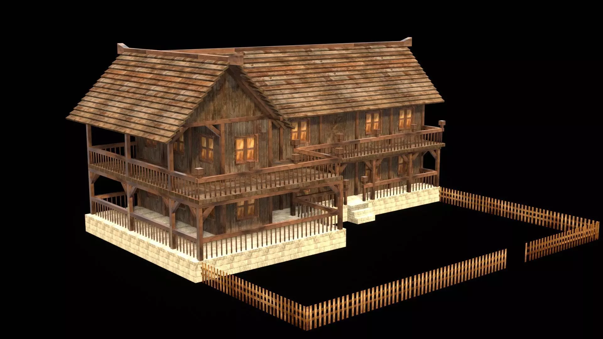 Authentic Medieval Village House 3D Asset Low-poly 3D model_0