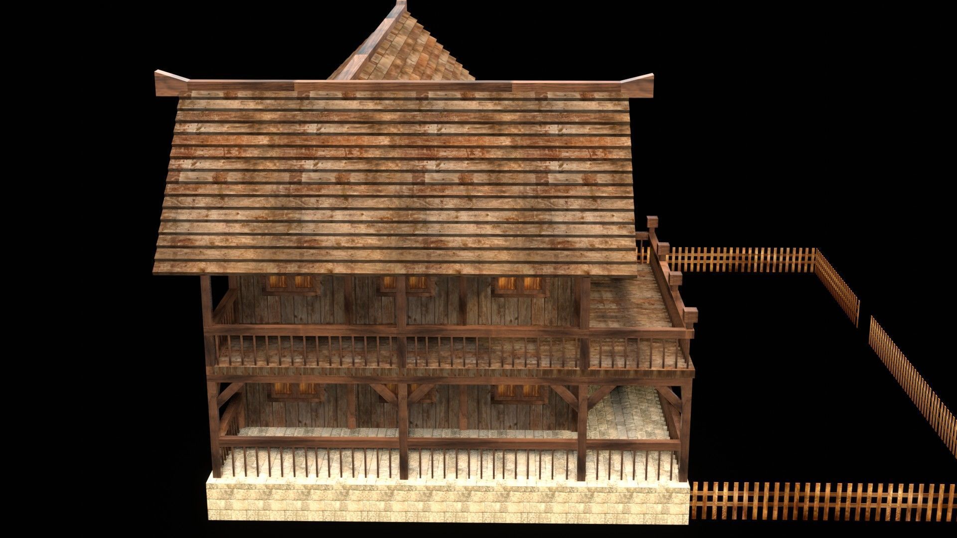 Authentic Medieval Village House 3D Asset Low-poly 3D model_6
