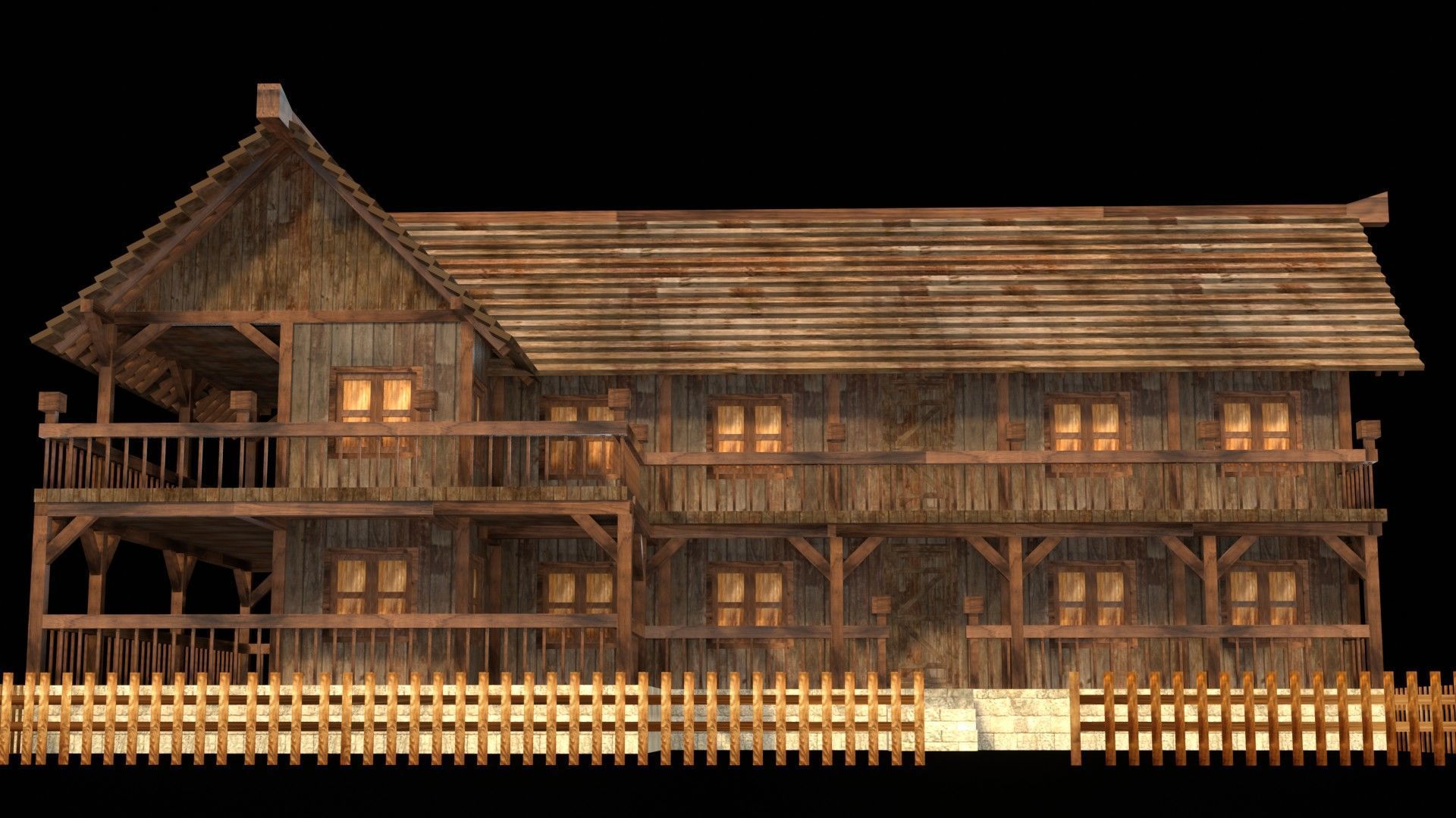 Authentic Medieval Village House 3D Asset Low-poly 3D model_10