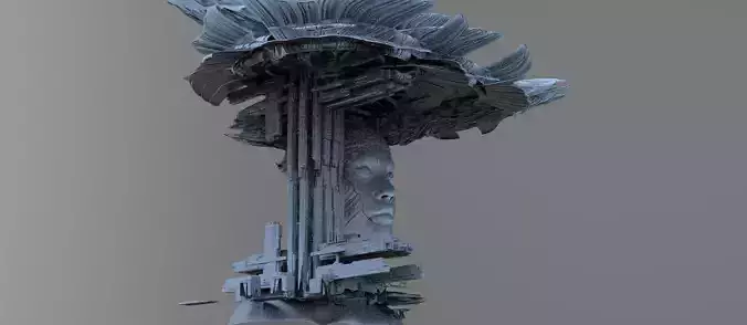 Ancient Crystal Sci fi tower cliff 5