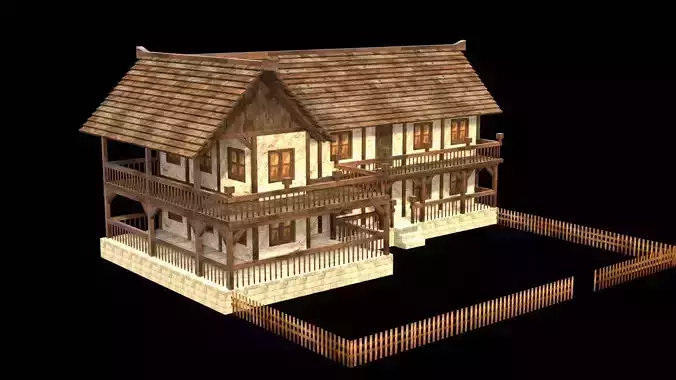 Ancient European House 3D Model Low-poly 3D model