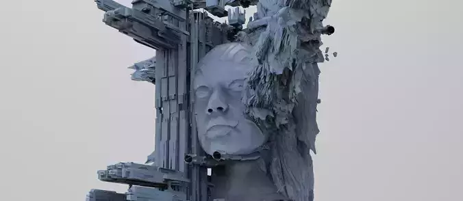 Ancient Crystal Sci fi tower cliff 7 3D model