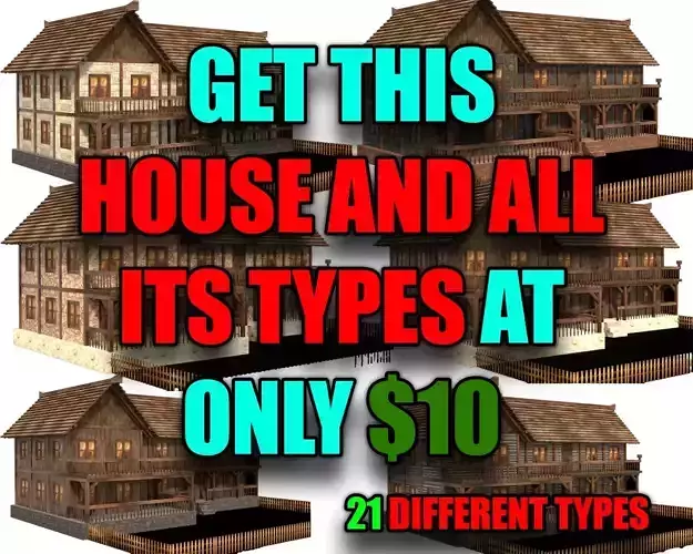 Complete Low Poly Medieval House Pack  Detailed Exterior Models Low-poly 3D model