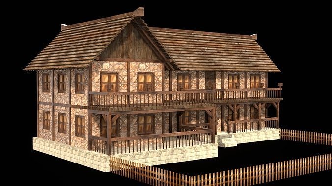Complete Low Poly Medieval House Pack  Detailed Exterior Models Low-poly 3D model 4