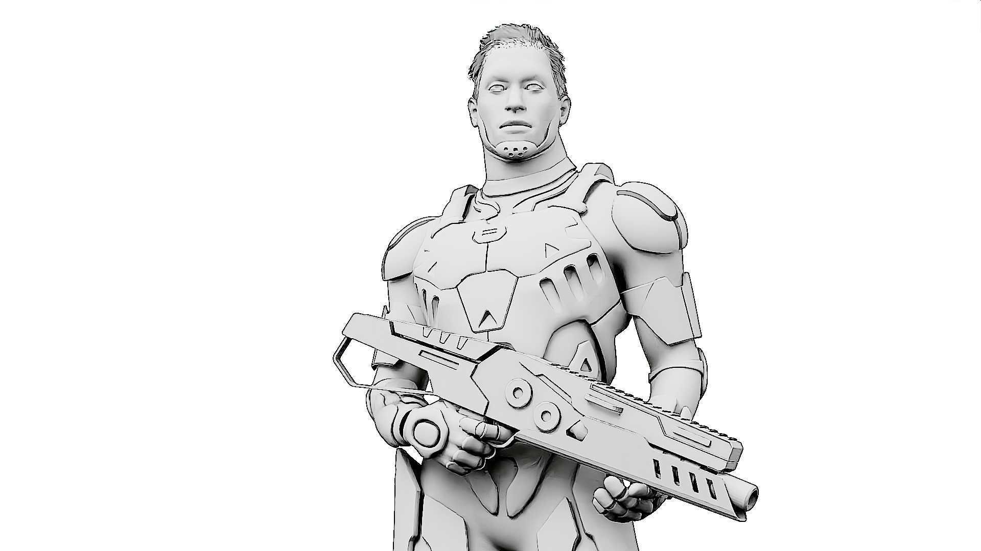 MECHA SOLDIER-O  Rigged for Unreal Engine - Unity - MIXAMO  3D model_35