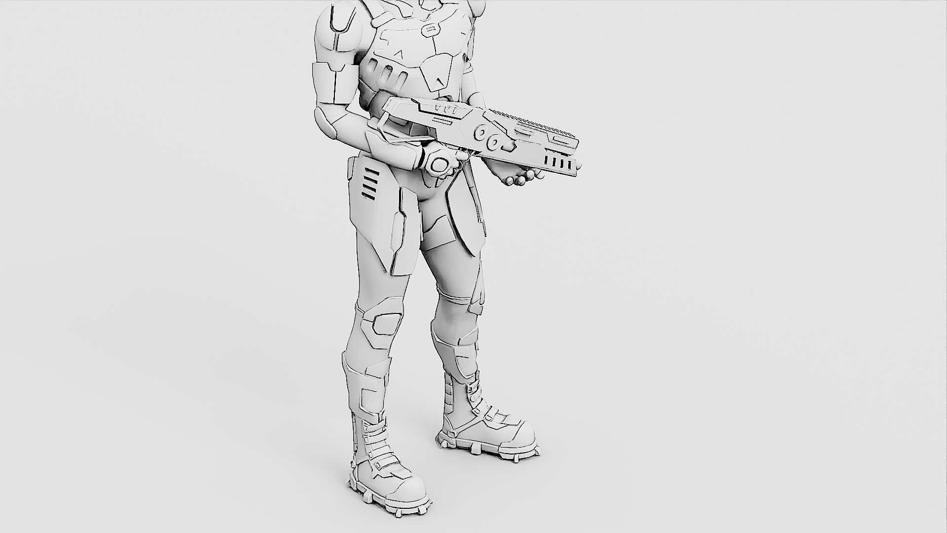 MECHA SOLDIER-O  Rigged for Unreal Engine - Unity - MIXAMO  3D model_36
