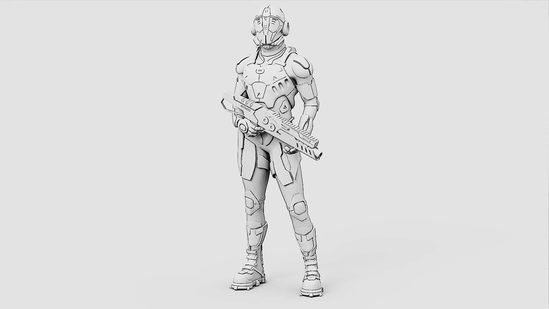 MECHA SOLDIER-O  Rigged for Unreal Engine - Unity - MIXAMO  3D model_32