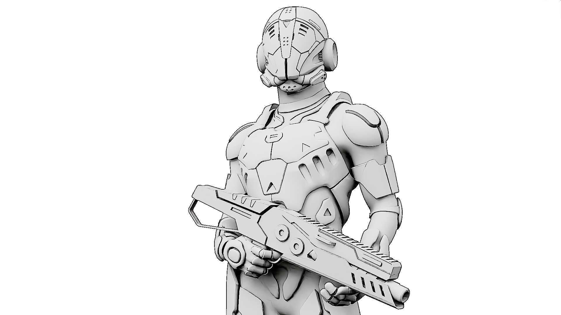 MECHA SOLDIER-O  Rigged for Unreal Engine - Unity - MIXAMO  3D model_34