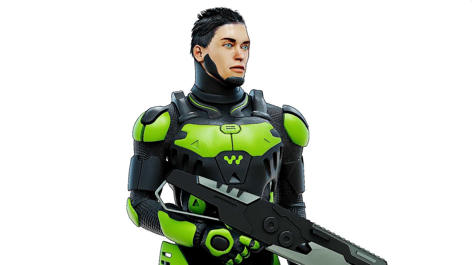 MECHA SOLDIER-O  Rigged for Unreal Engine - Unity - MIXAMO  3D model_26