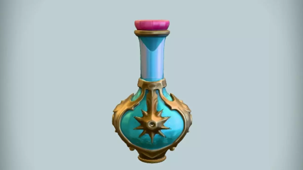 ornate magical potion bottle 3D model_0