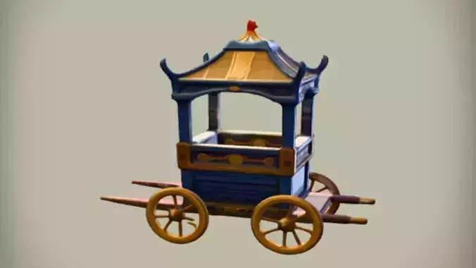 Medieval wooden cart with canopy