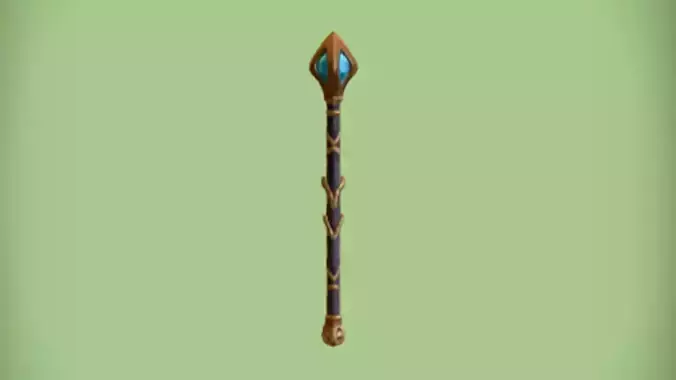 magical staff with glowing gem 