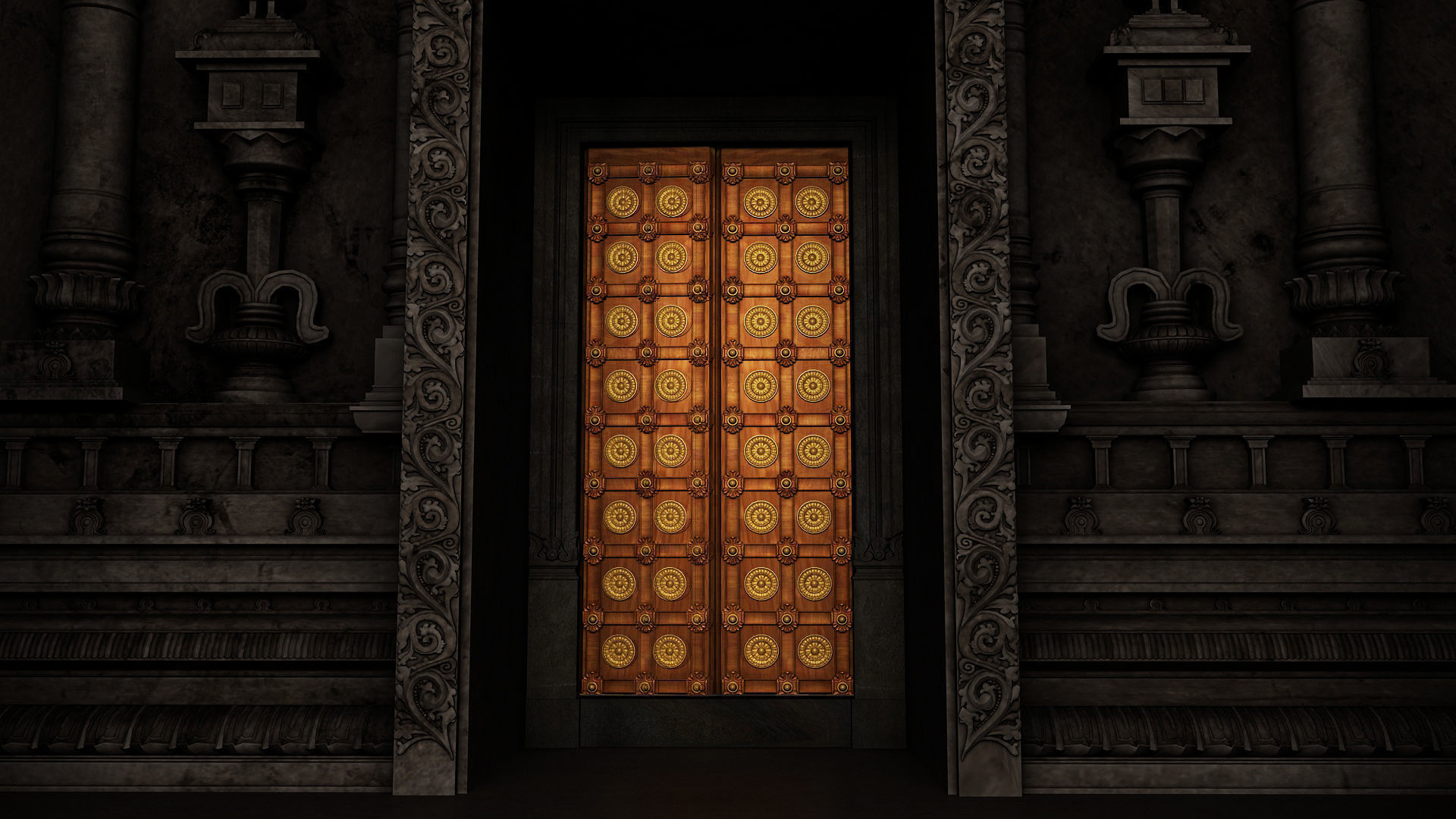 goddess mariamman temple interior 3D model_4