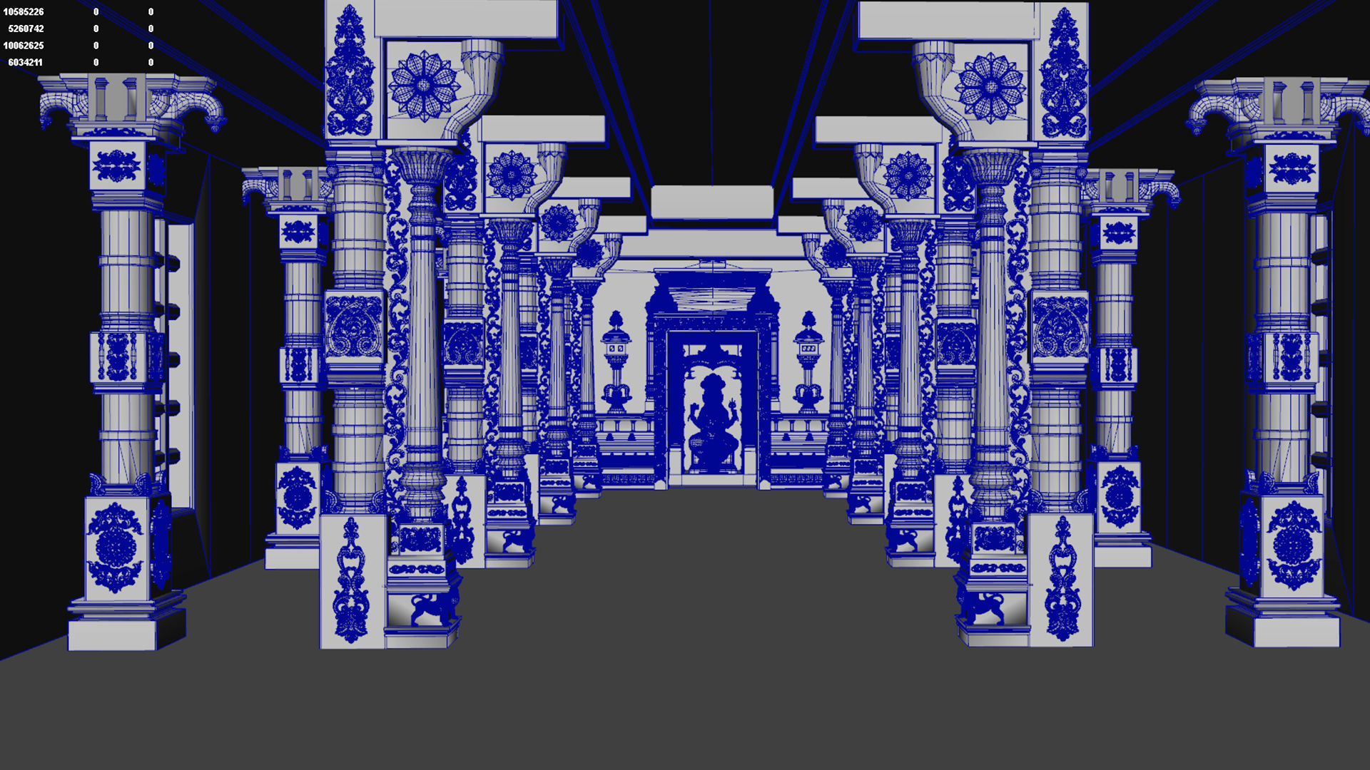 goddess mariamman temple interior 3D model_11