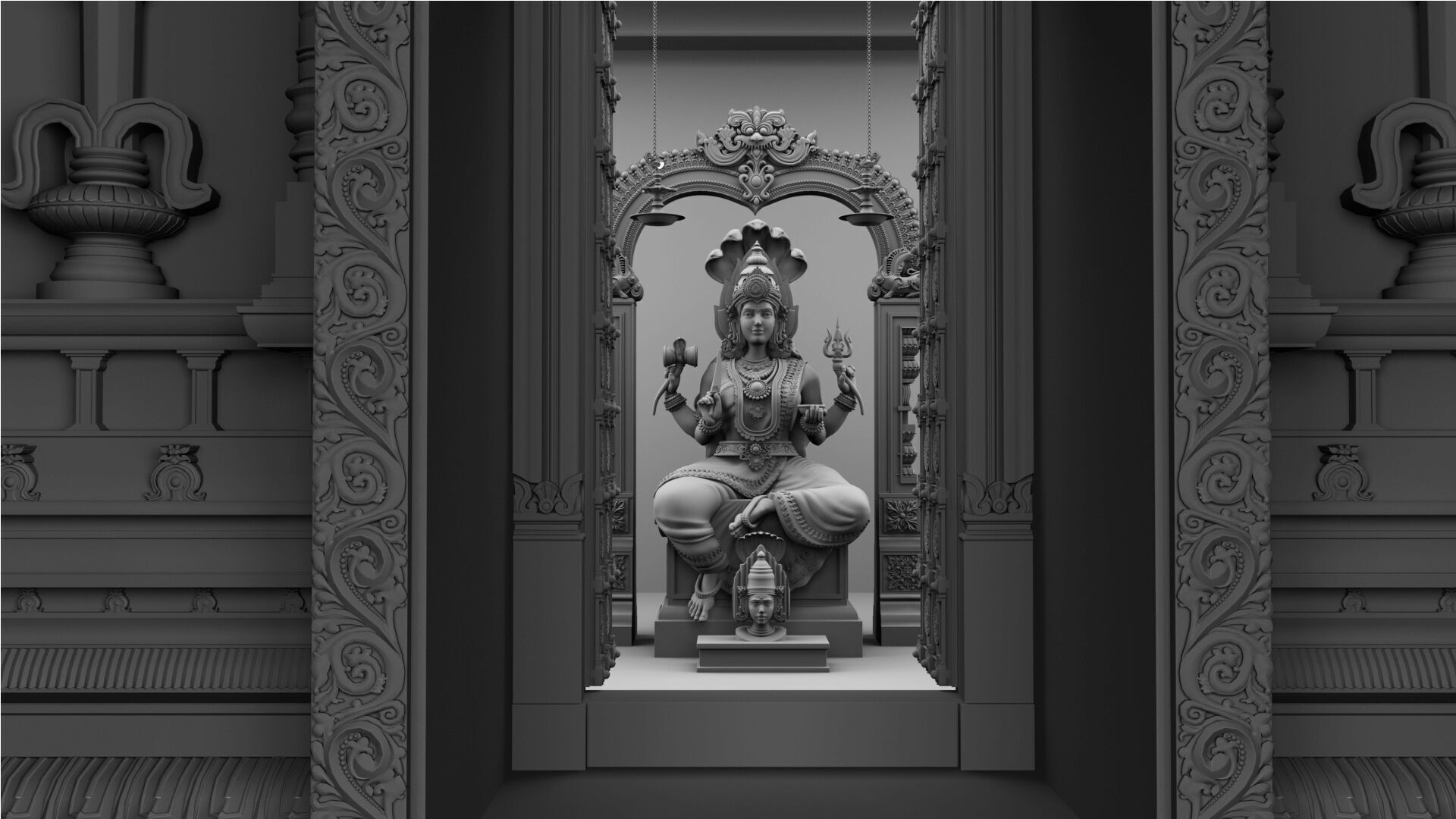 goddess mariamman temple interior 3D model_15