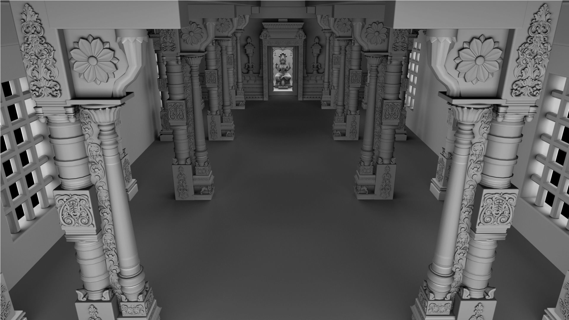 goddess mariamman temple interior 3D model_16