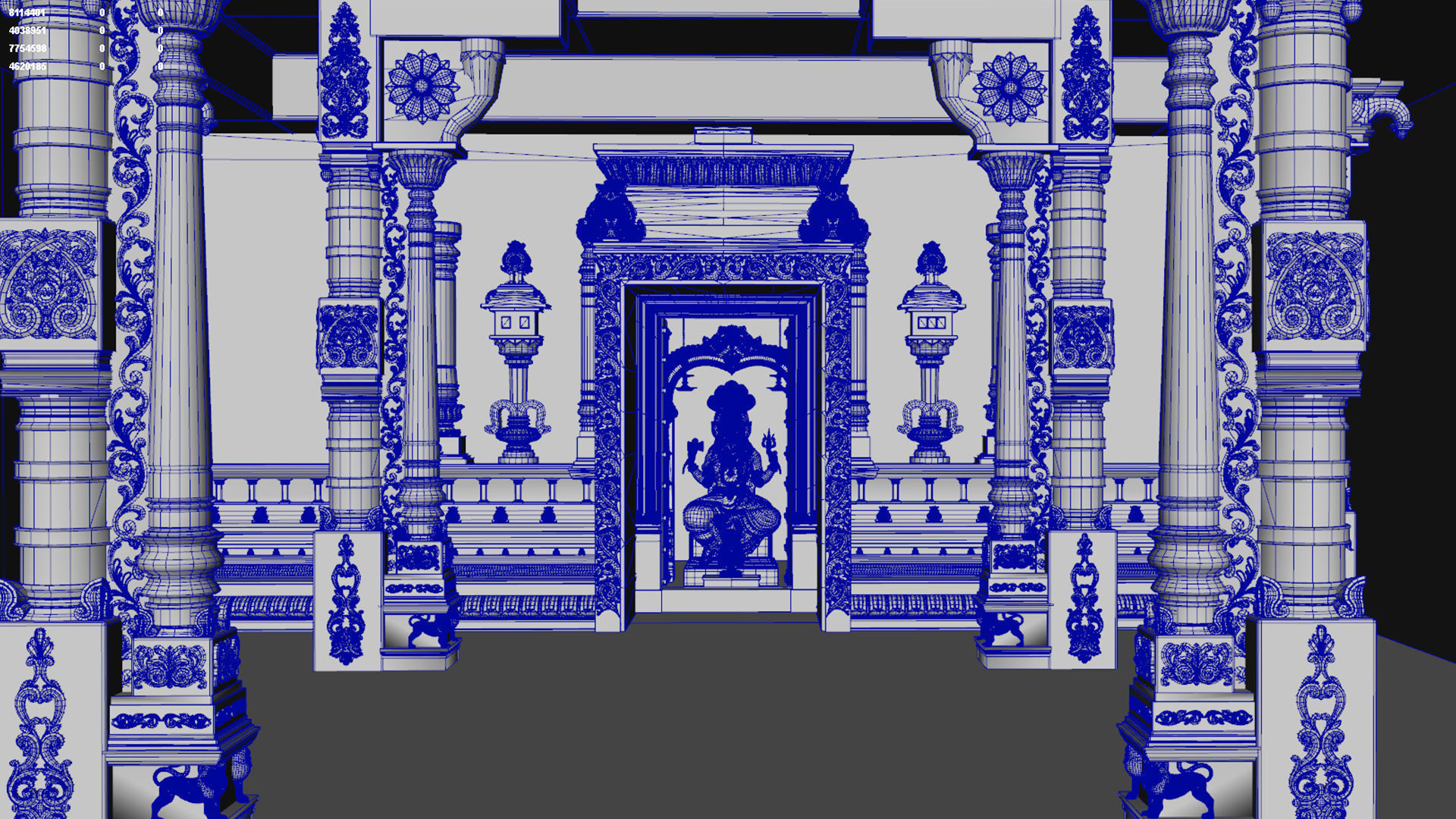 goddess mariamman temple interior 3D model_8