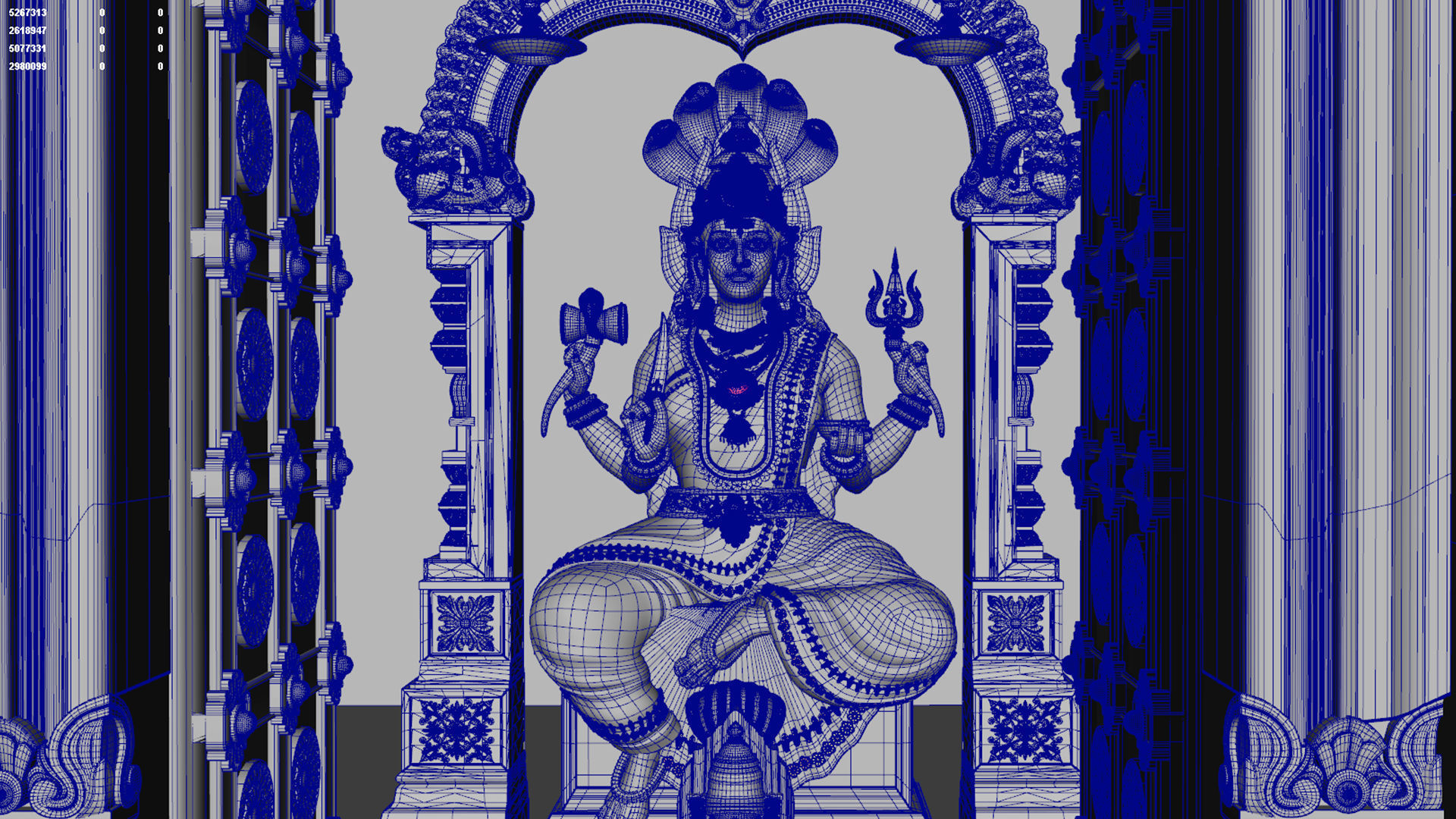 goddess mariamman temple interior 3D model_9