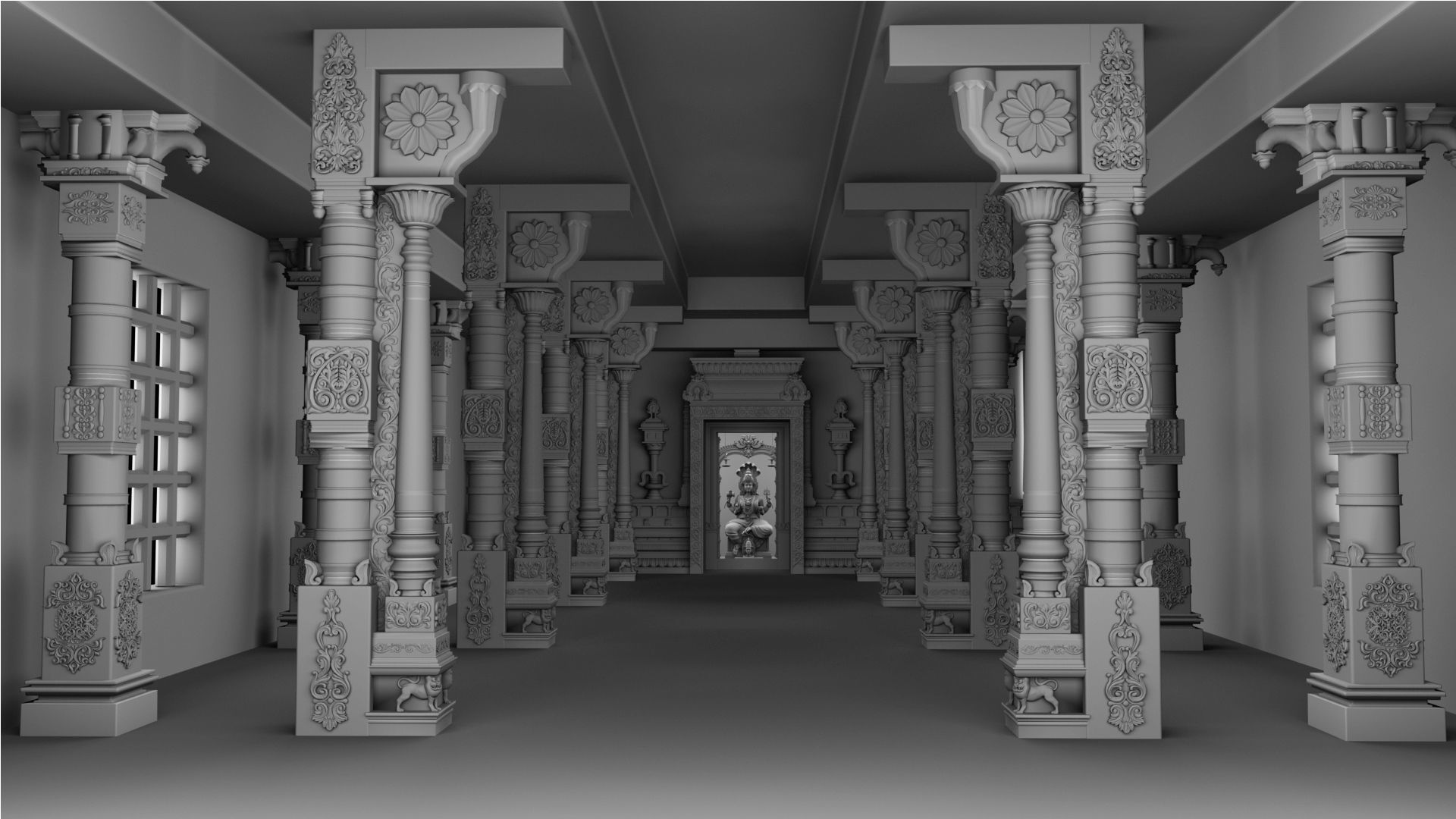 goddess mariamman temple interior 3D model_14