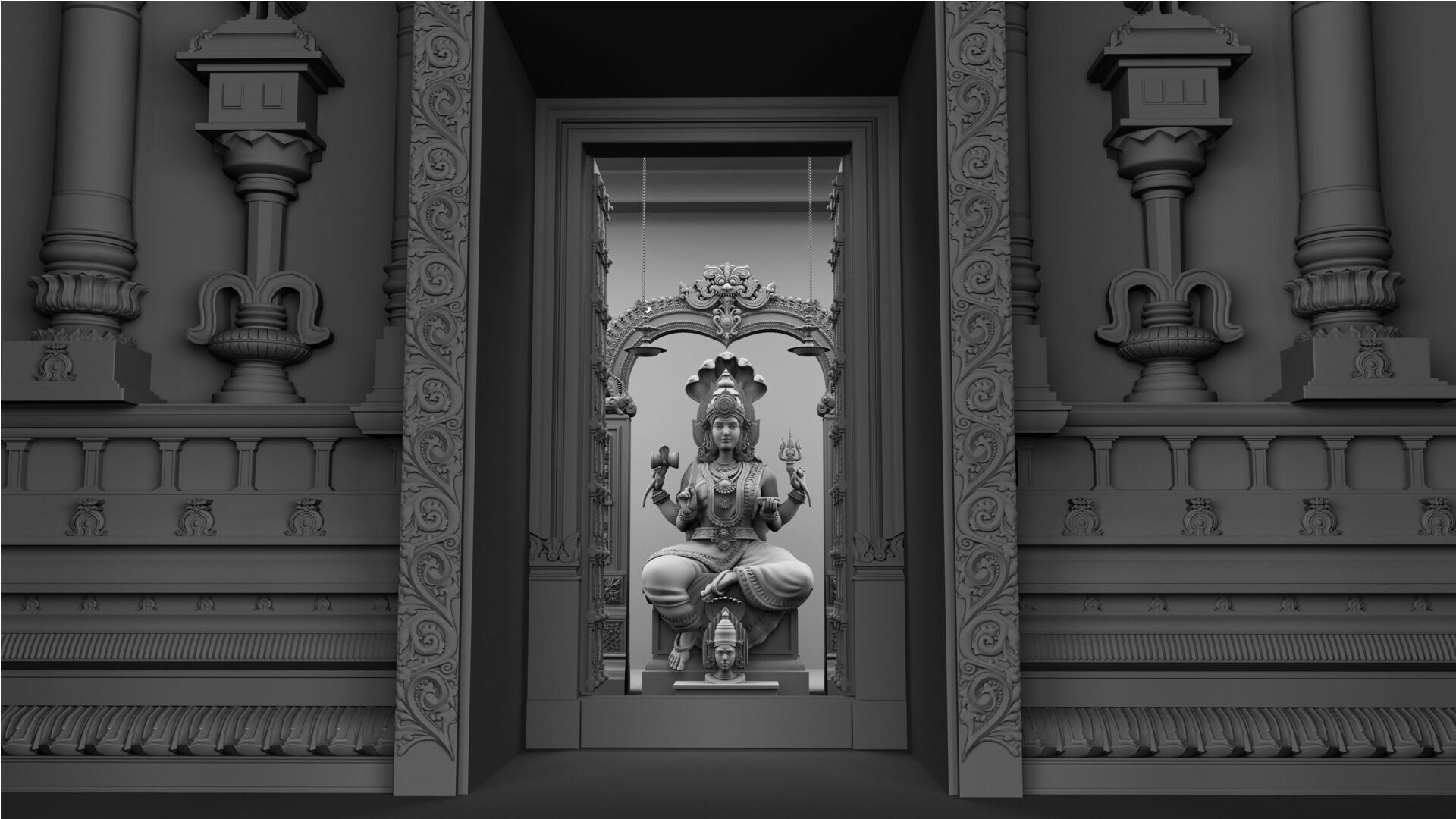 goddess mariamman temple interior 3D model_13