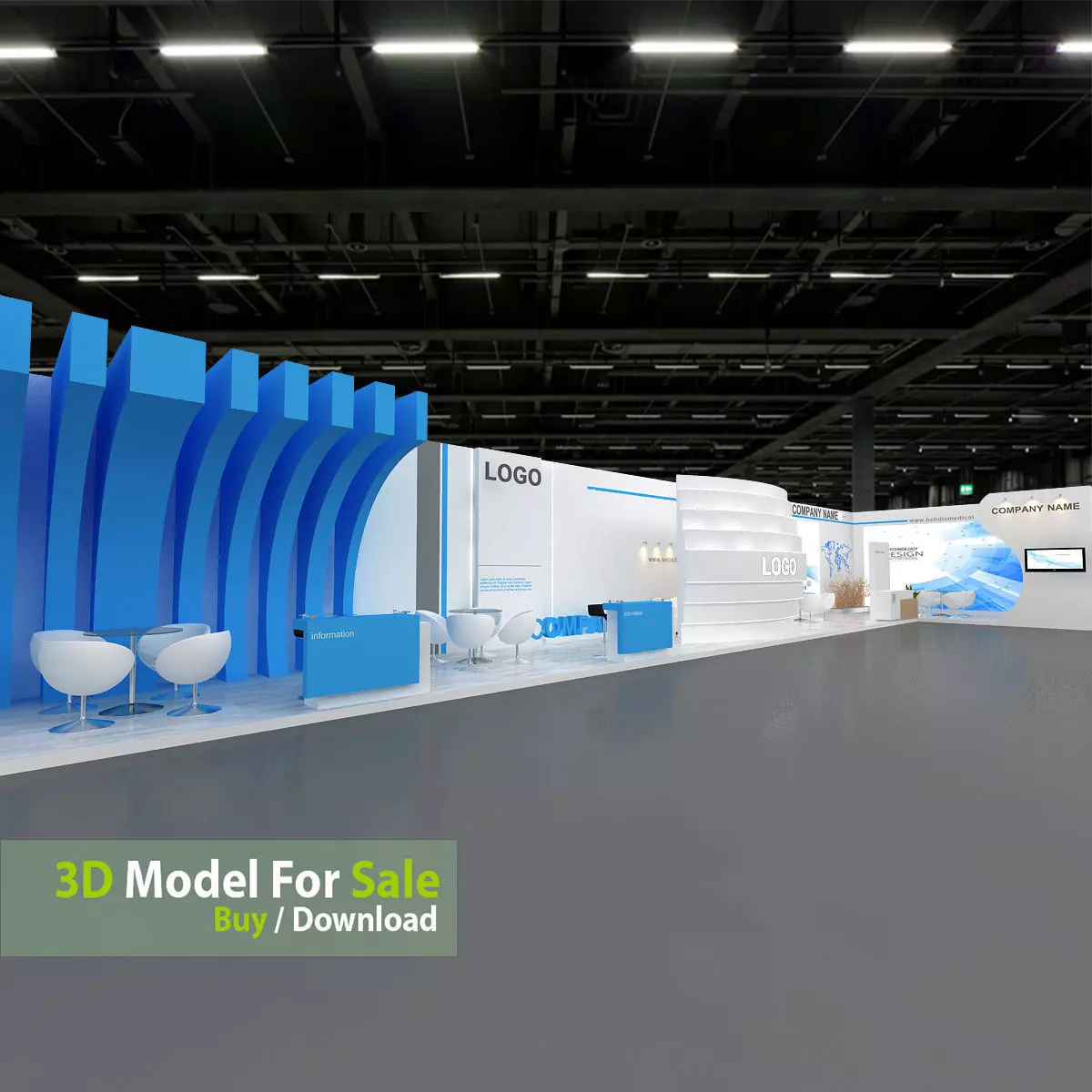 exhibition booth 3D 3D model_9