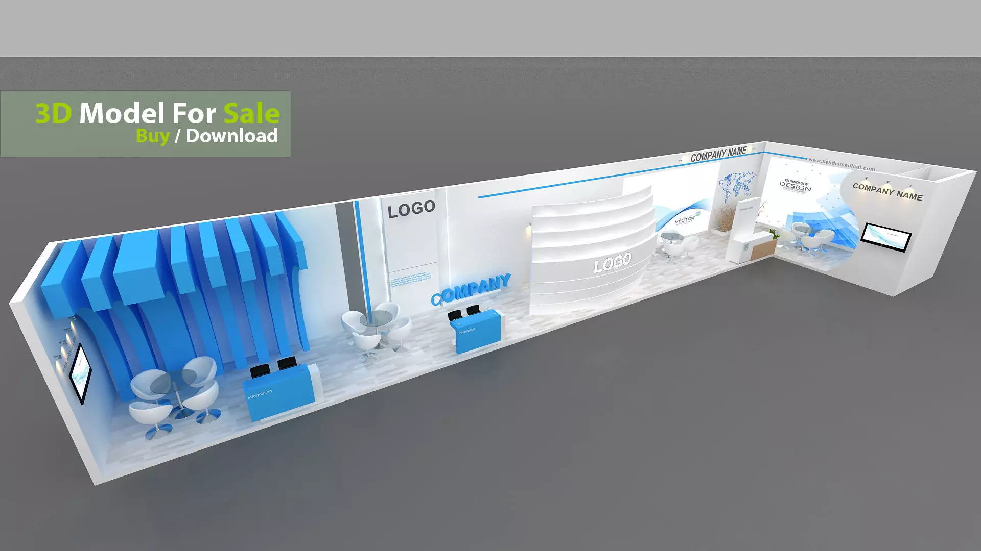 exhibition booth 3D 3D model_1