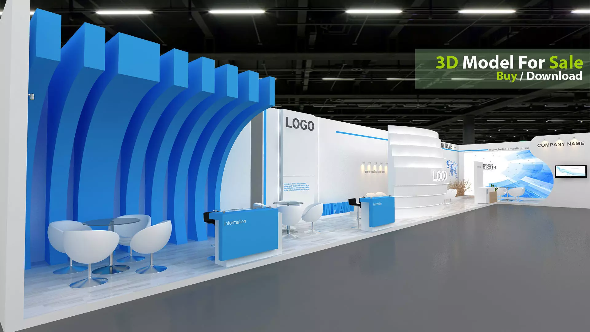 exhibition booth 3D 3D model_0