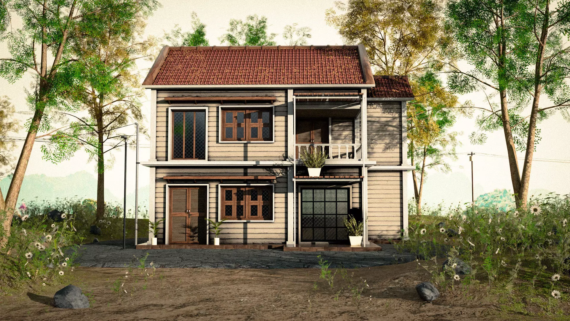 Small Wooden Cottage House Free 3D model