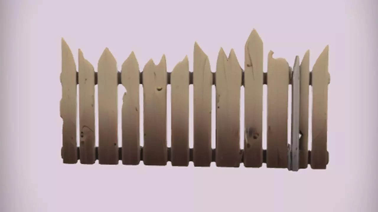 wooden picket fence 3D model_0