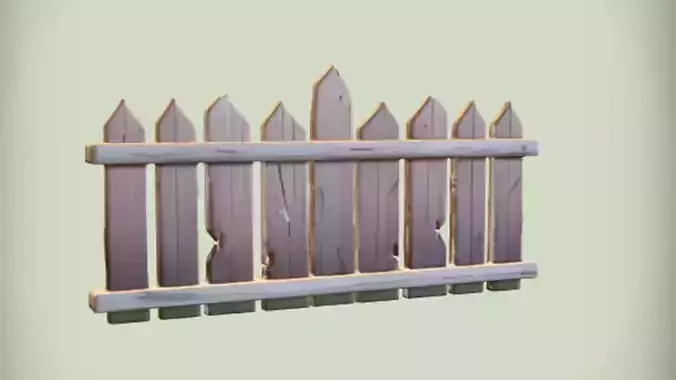 Wooden picket fence 3d Game ready Model